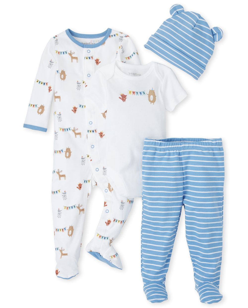 

s Baby Boys Happy Bear 4-Piece Take Me Home Set - White - The Children's Place