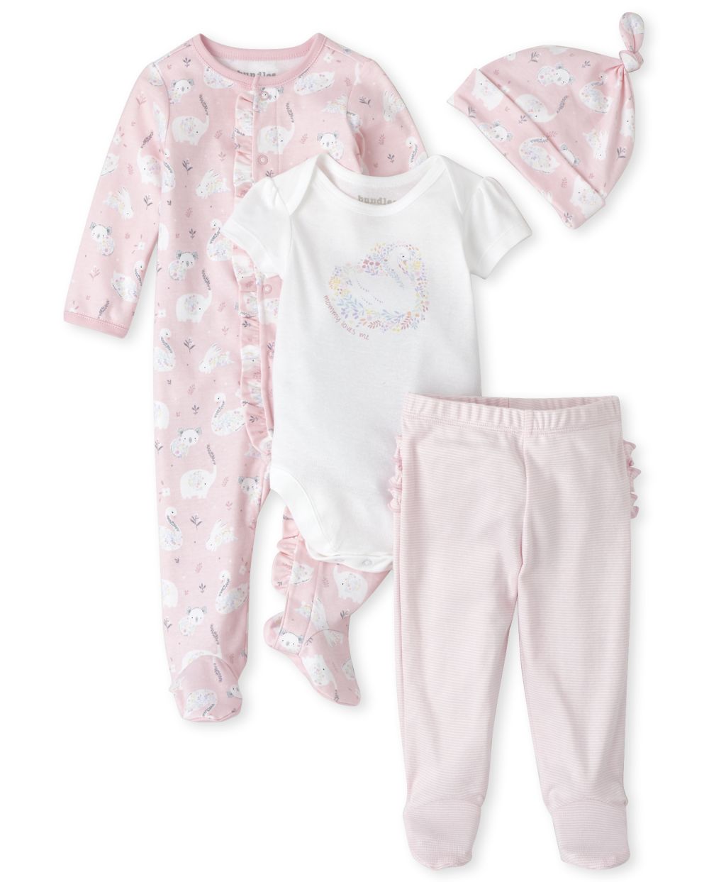 

s Baby Floral Swan 4-Piece Take Me Home Set - Pink - The Children's Place