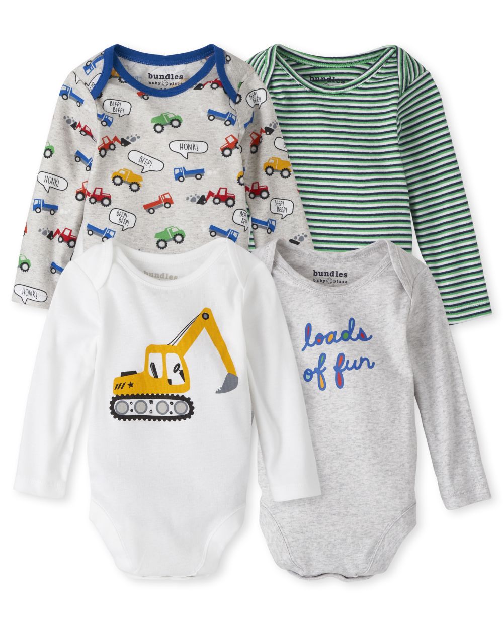 

Newborn Baby Boys Transportation Bodysuit 4-Pack - White - The Children's Place