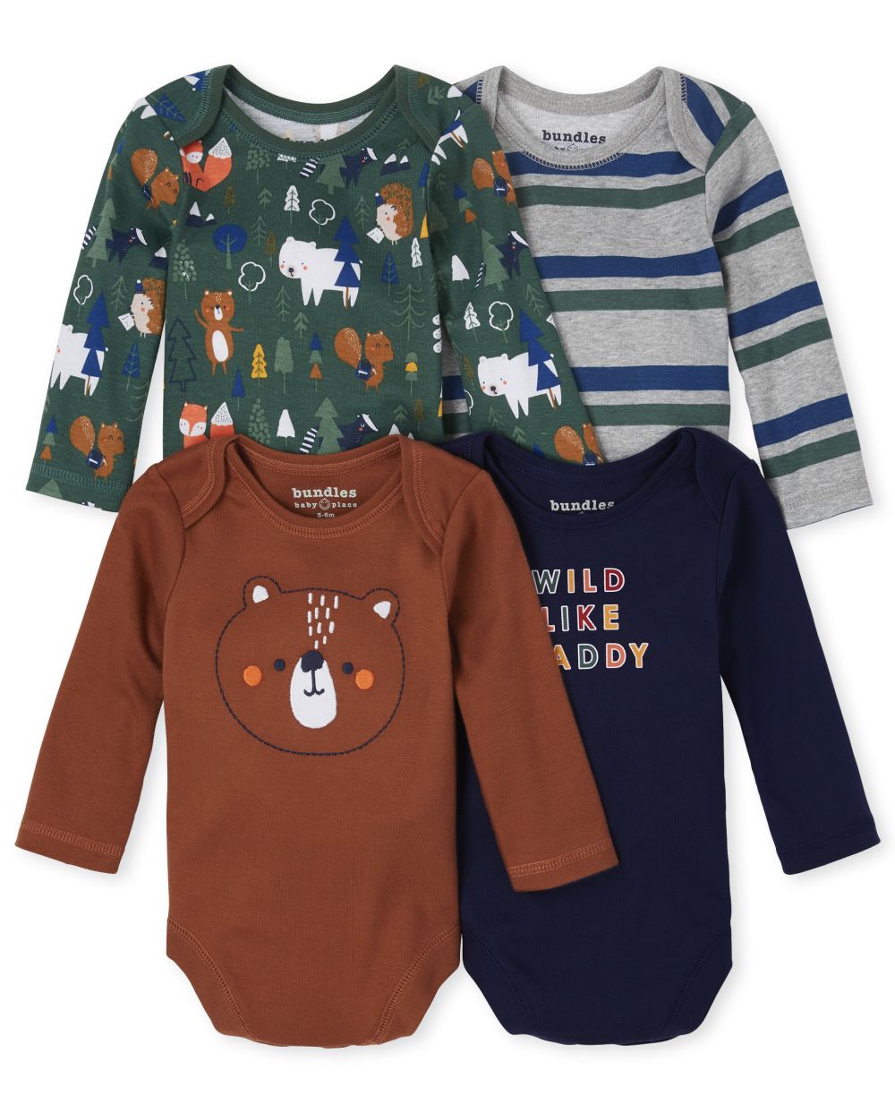 

Newborn Baby Boys Forest Bodysuit 4-Pack - Gray - The Children's Place