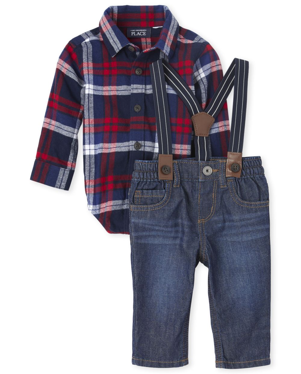 

s Baby Boys Plaid Flannel Outfit Set - Blue - The Children's Place