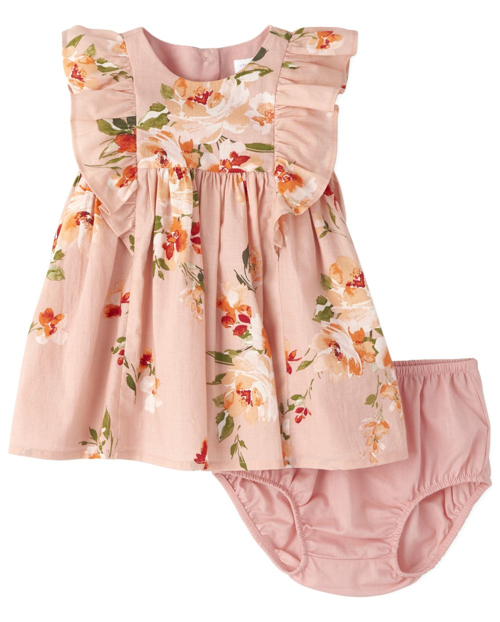 

Newborn Baby Floral Ruffle Dress - Pink - The Children's Place