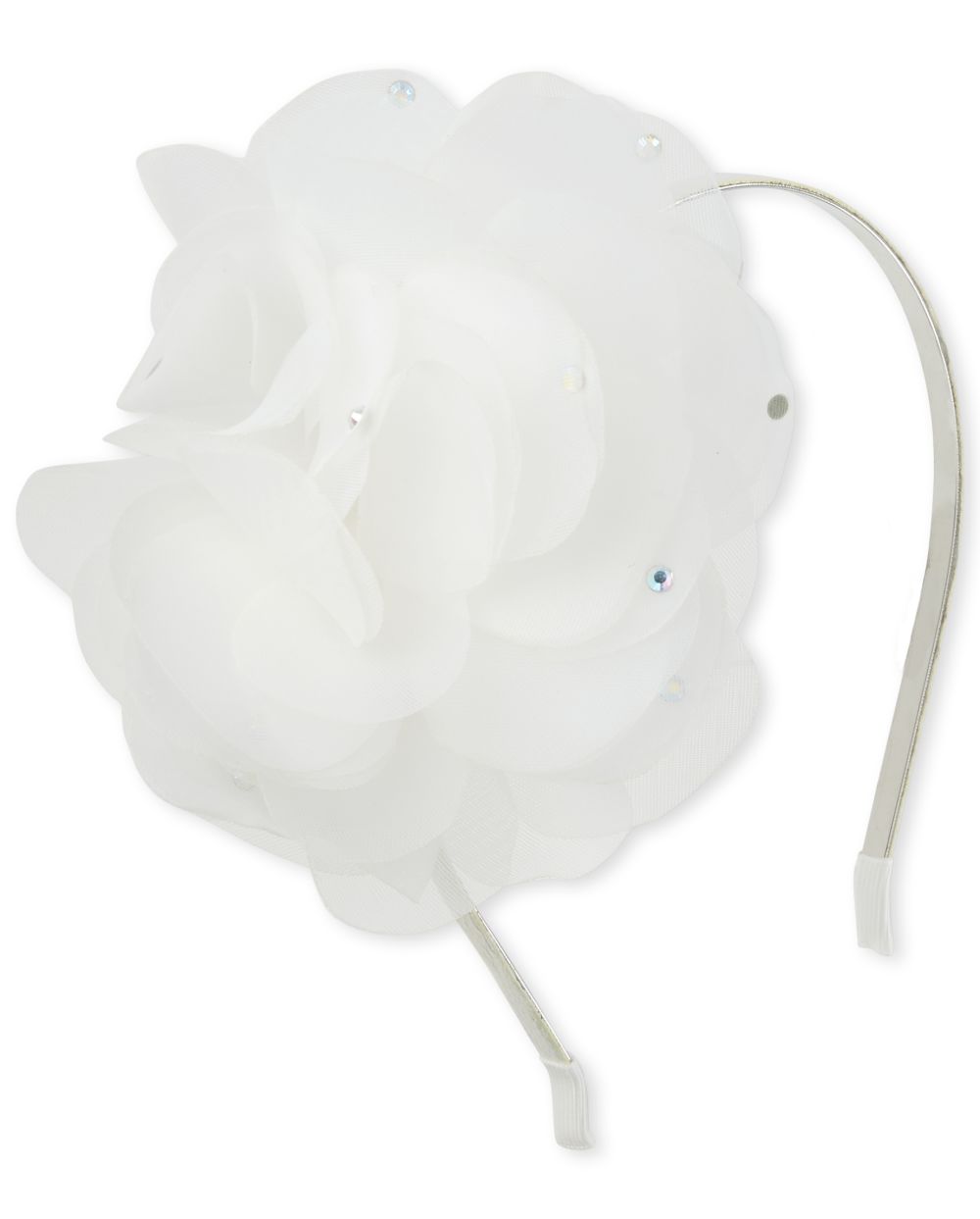 

Girls Jeweled Flower Metal Headband - White - The Children's Place