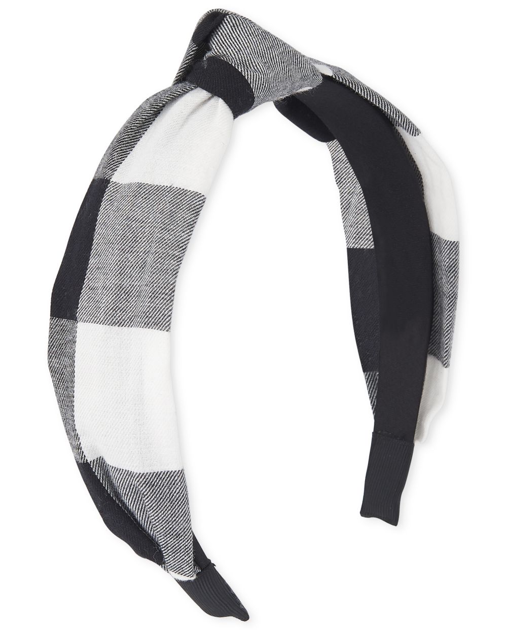 

Girls Plaid Knotted Headband - Black - The Children's Place