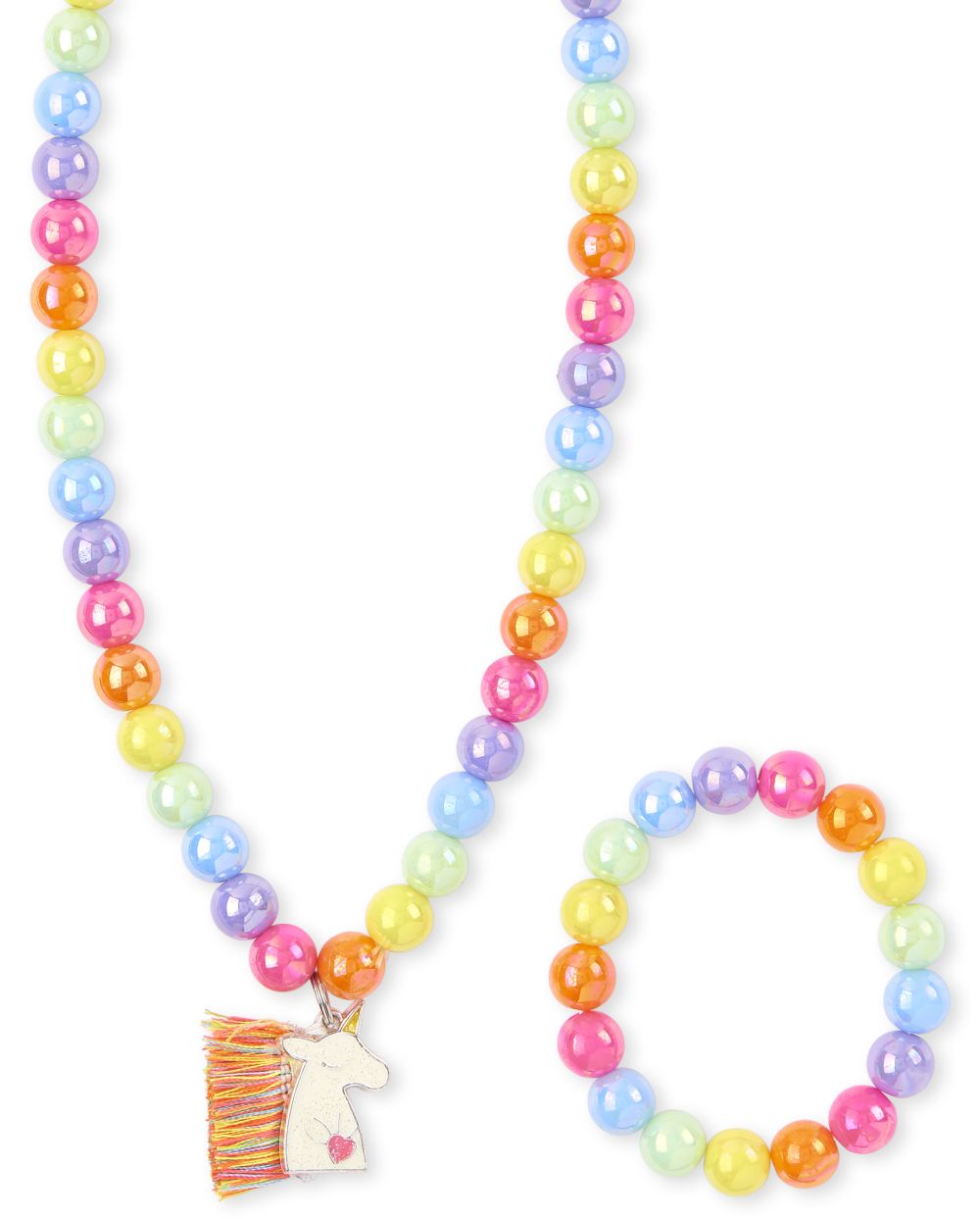 

Girls Rainbow Unicorn Beaded Necklace And Bracelet Set - Multi - The Children's Place