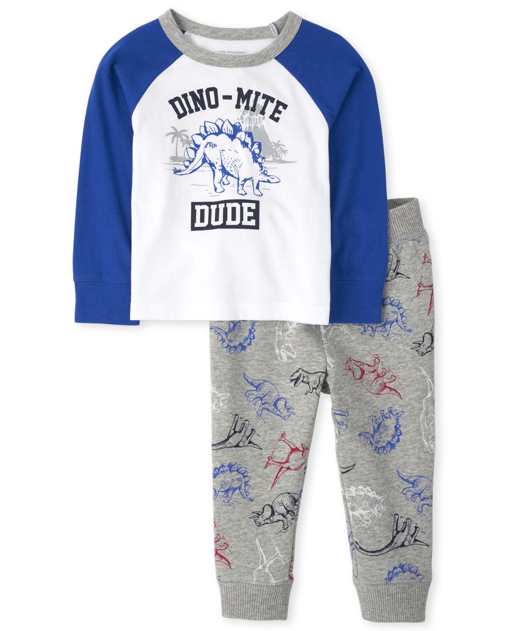 

Newborn Baby And Toddler Boys Dino Mite Outfit Set - Gray - The Children's Place