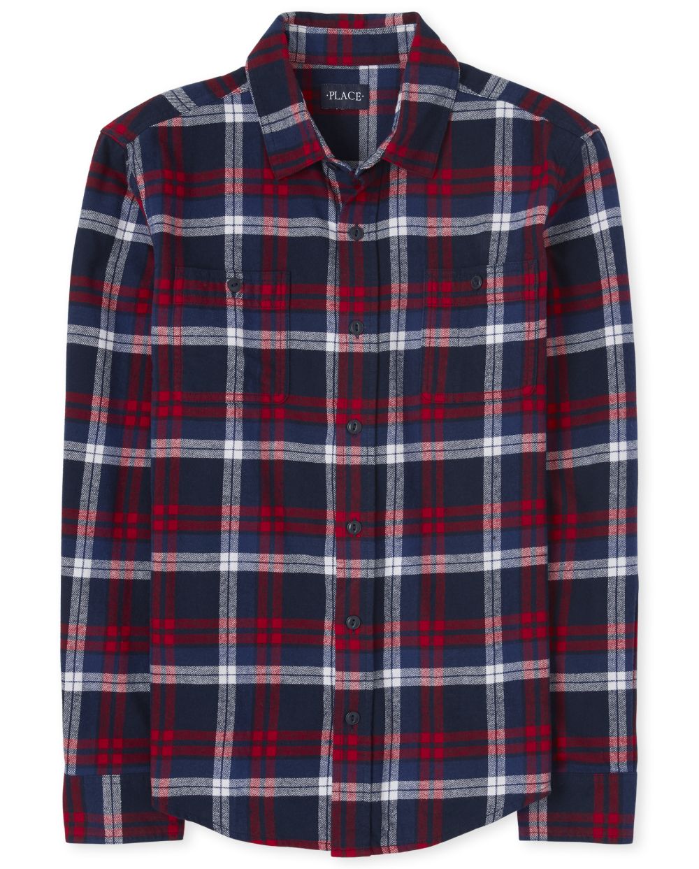 

s Mens Matching Family Plaid Flannel Button Down Shirt - Blue - The Children's Place