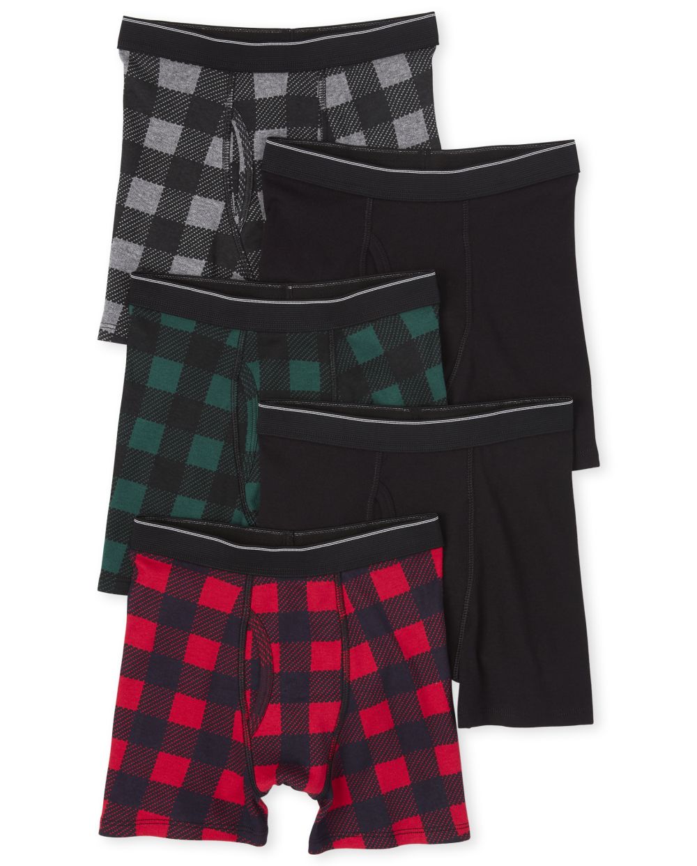 

s Boys Buffalo Plaid Boxer Briefs 5-Pack - Black - The Children's Place