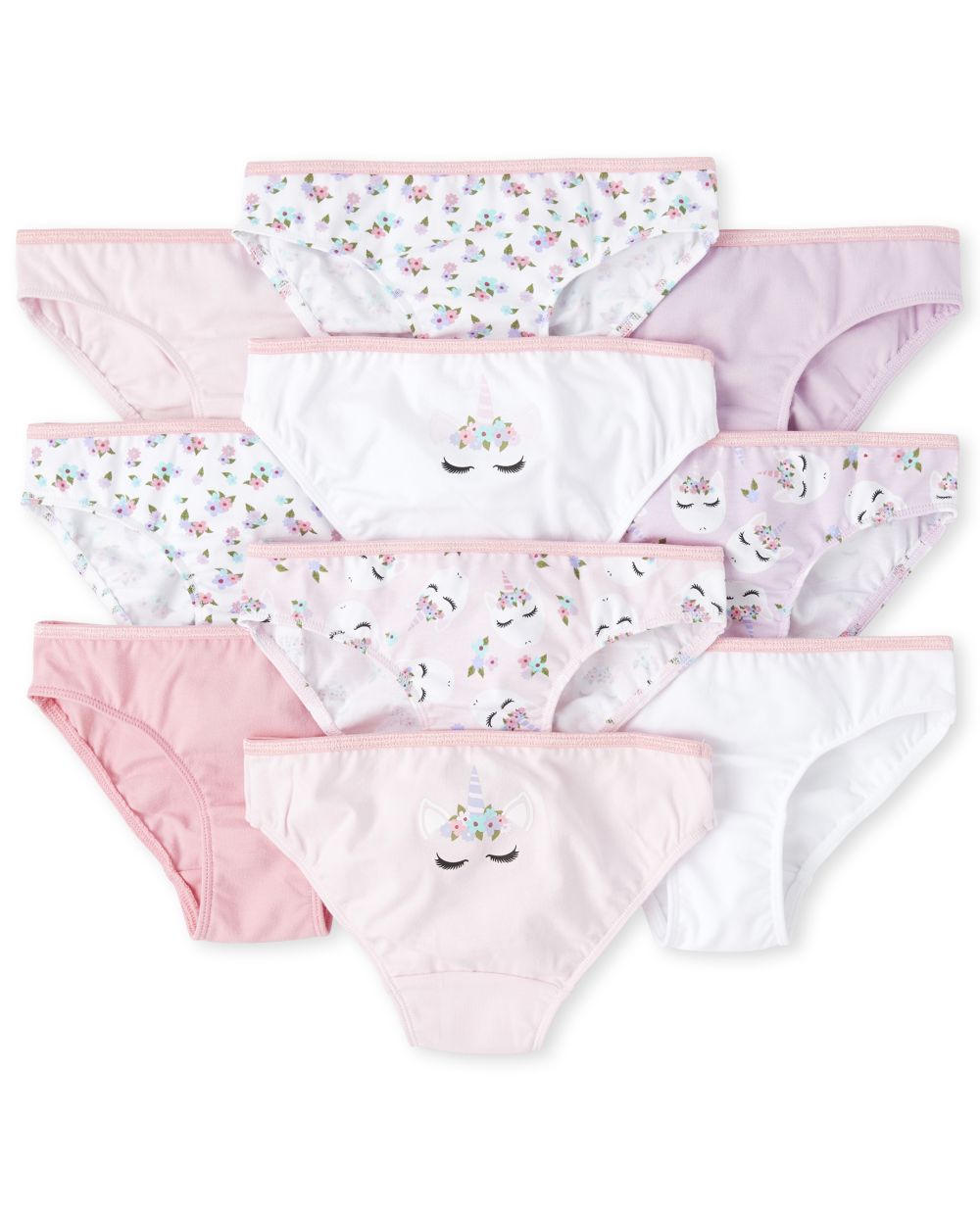 

s Unicorn Bikini Briefs 10-Pack - Pink - The Children's Place