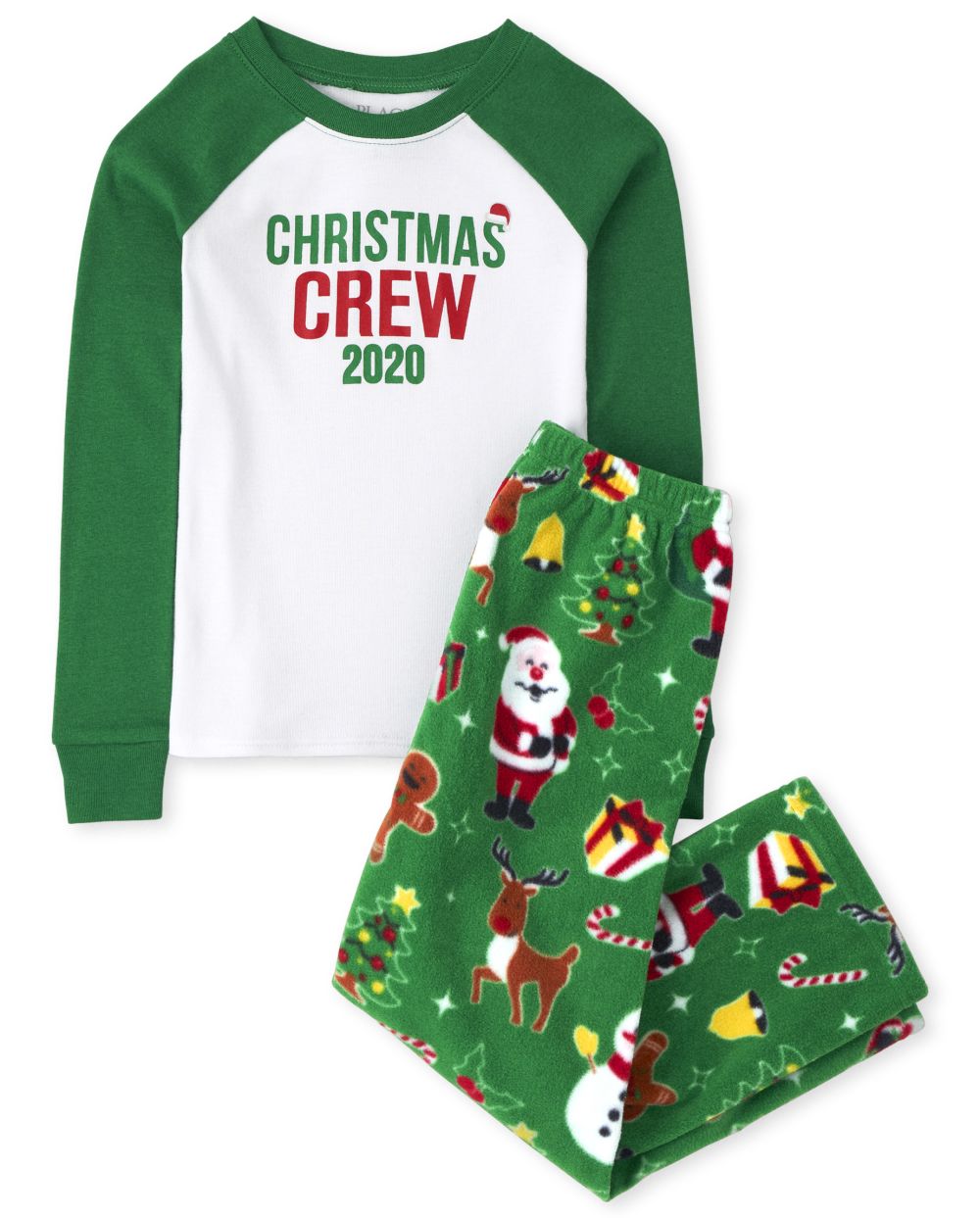 

Girls Unisex Kids Matching Family Christmas Crew Snug Fit Cotton And Fleece Pajamas - Green - The Children's Place