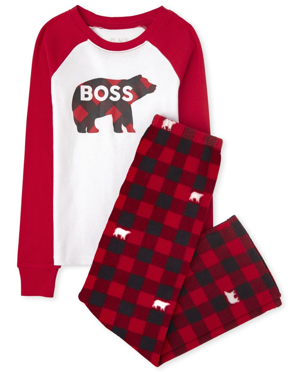 Unisex Kids Matching Family Christmas Long Raglan Sleeve Bear Buffalo ...