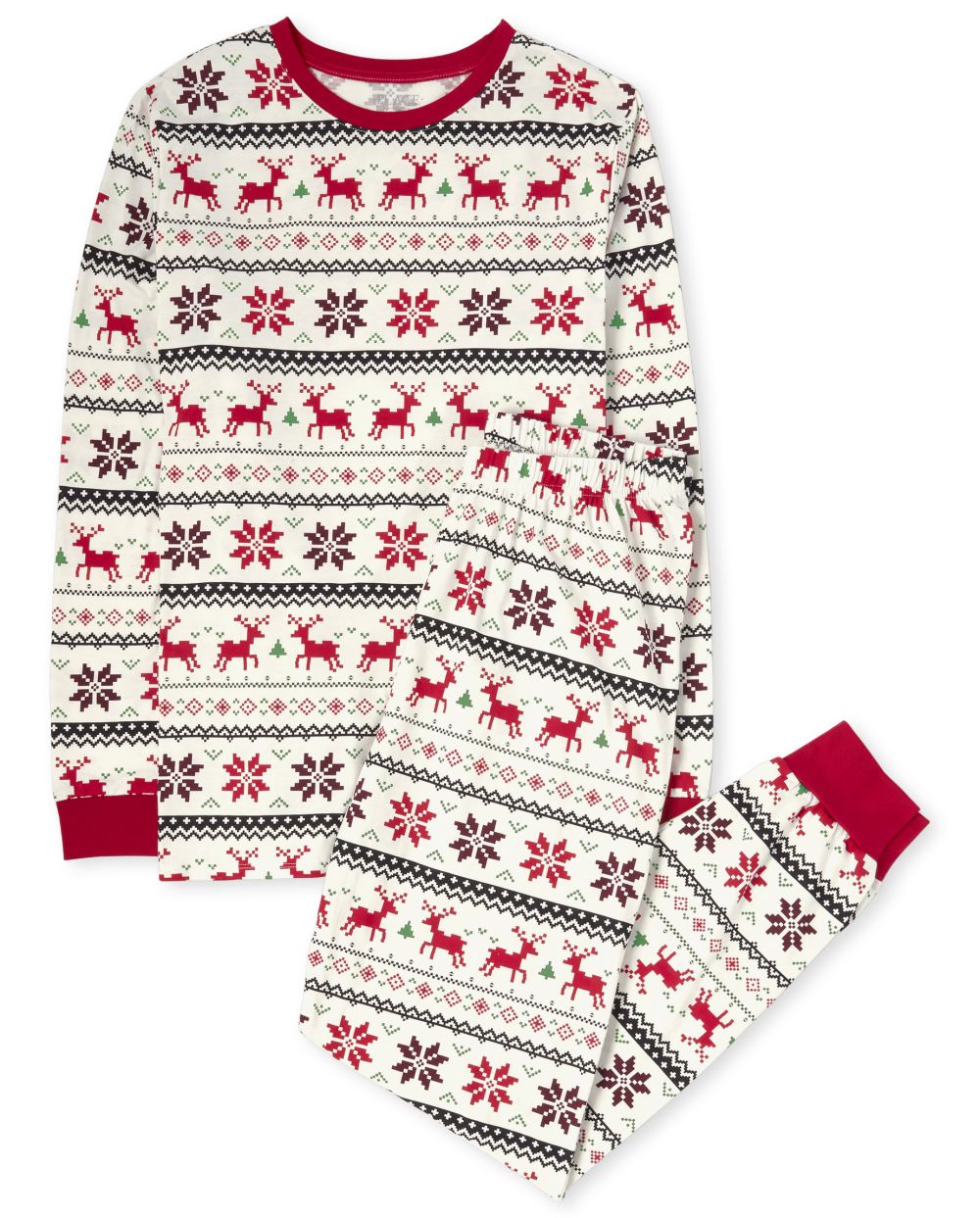 

s Unisex Adult Matching Family Reindeer Fairisle Cotton Pajamas - White - The Children's Place