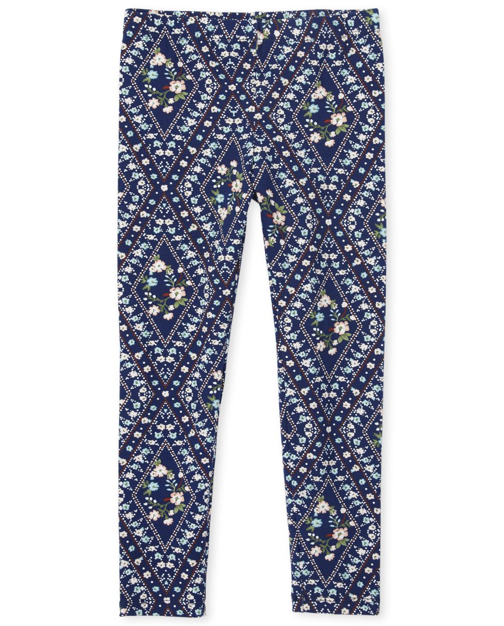 

Girls Diamond Floral Leggings - Blue - The Children's Place