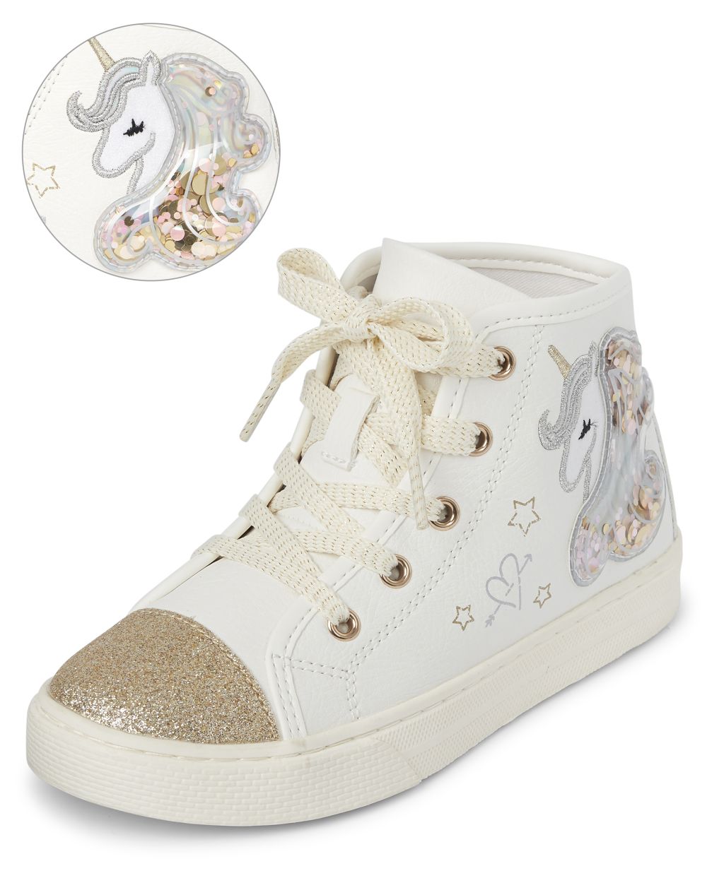 

s Shakey Unicorn Hi Top Sneakers - White - The Children's Place