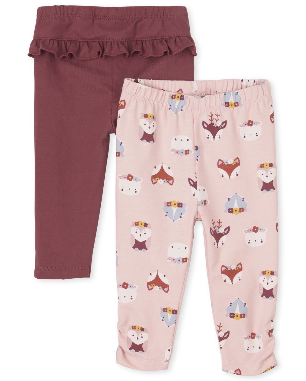 

Newborn Baby Owl Ruffle Pants 2-Pack - Pink - The Children's Place