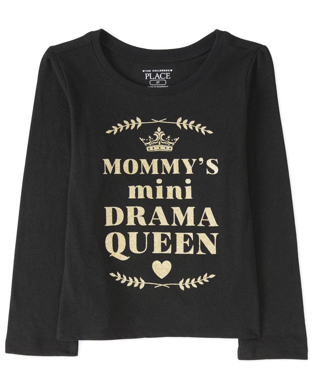 

s Baby And Toddler Glitter Drama Queen Graphic Tee - Black T-Shirt - The Children's Place