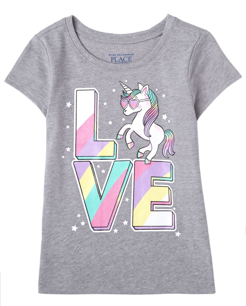 

s Baby And Toddler Love Unicorn Graphic Tee - Gray T-Shirt - The Children's Place