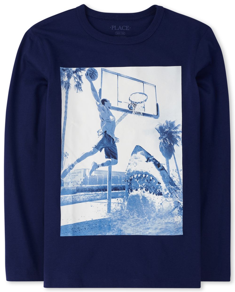 

s Boys Shark Basketball Graphic Tee - Blue T-Shirt - The Children's Place