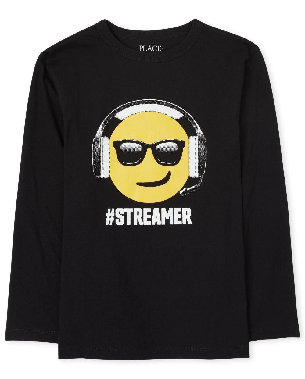 

Boys Boys Emoji Streamer Graphic Tee - Black T-Shirt - The Children's Place