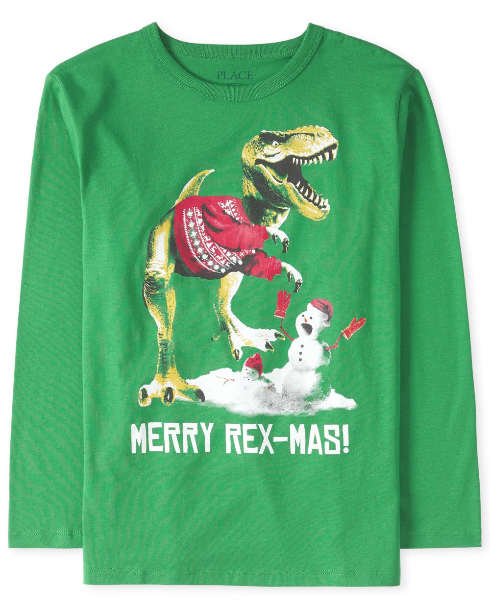 

Boys Boys Christmas Dino Graphic Tee - Green T-Shirt - The Children's Place