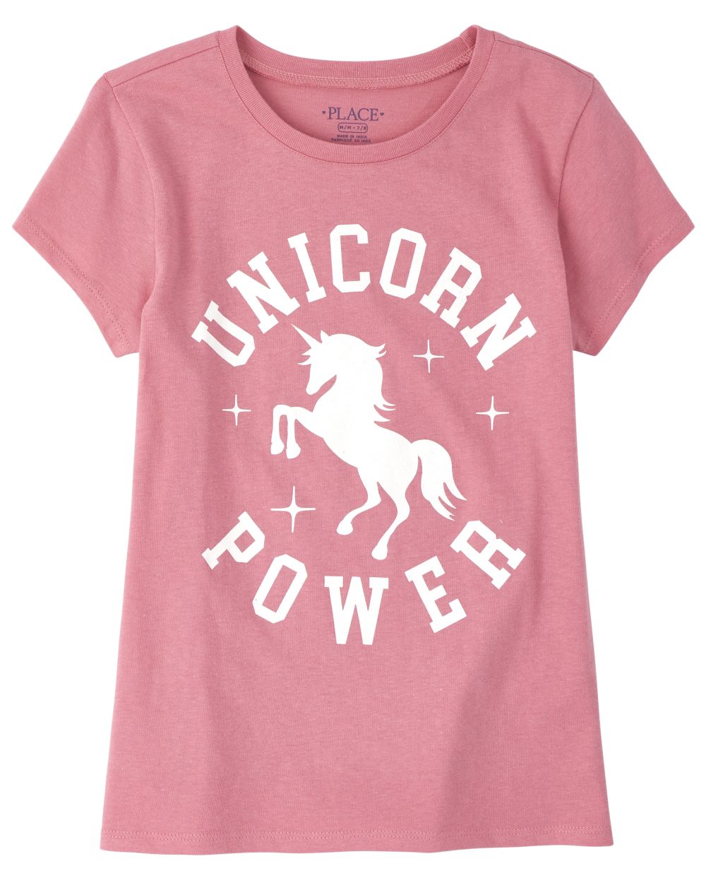 

s Glitter Unicorn Power Graphic Tee - Pink T-Shirt - The Children's Place