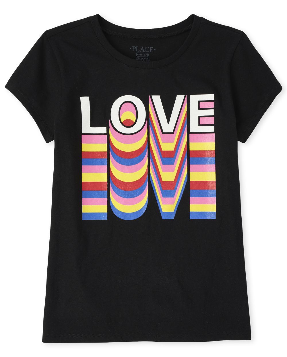 

s Glitter Rainbow Love Graphic Tee - Black T-Shirt - The Children's Place