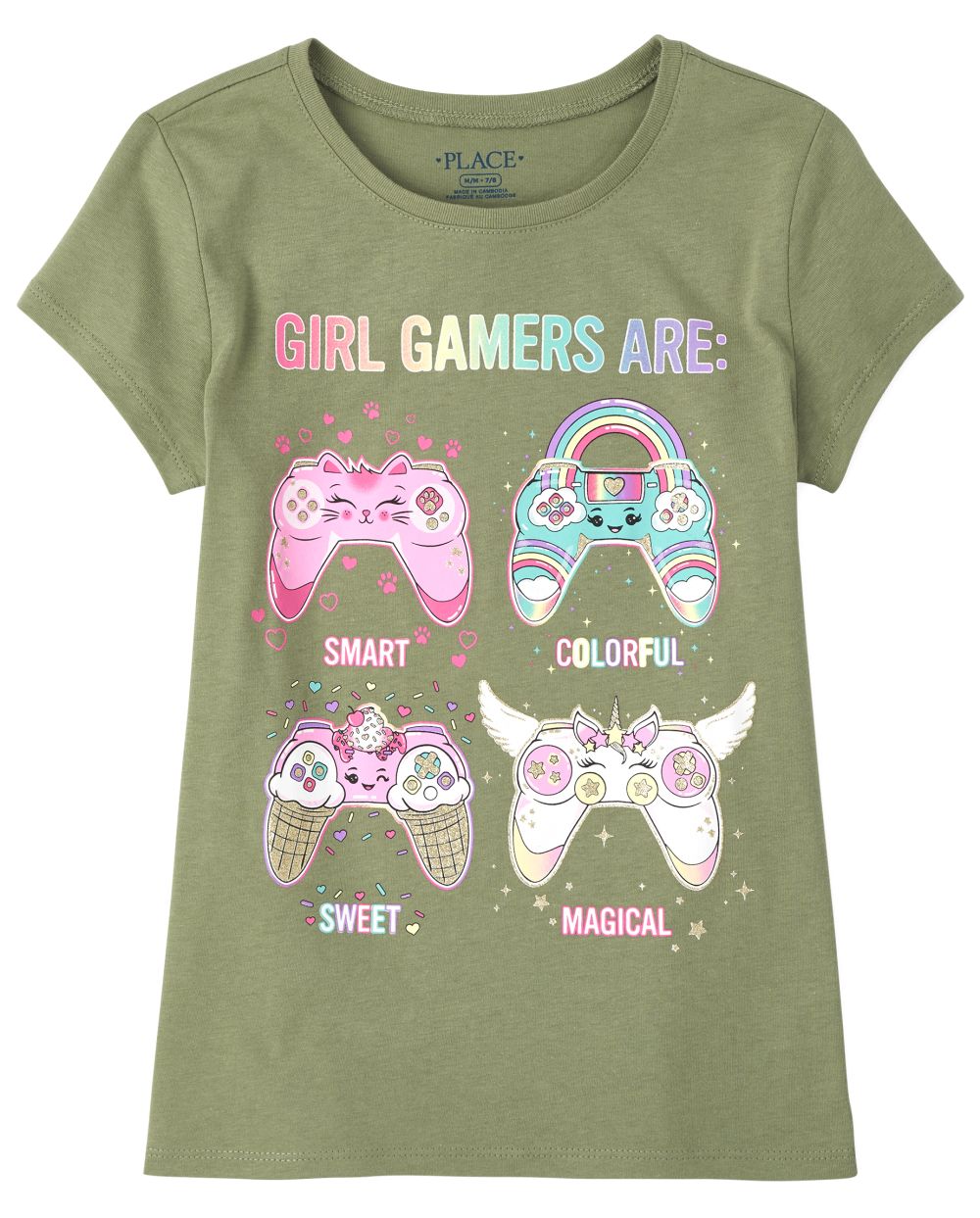s Glitter Video Game Graphic Tee - Green T-Shirt - The Children's Place