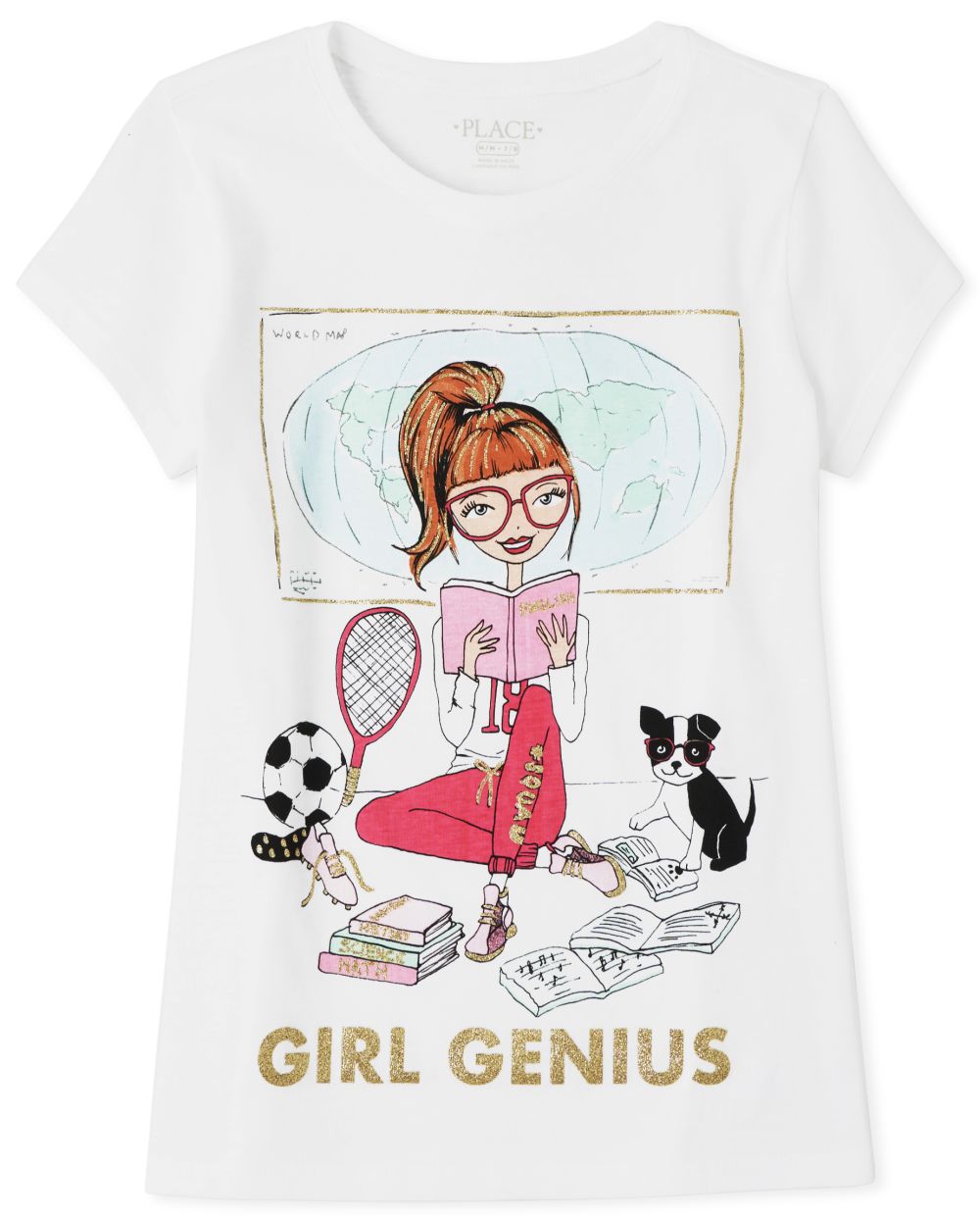 

s Glitter Genius Graphic Tee - White T-Shirt - The Children's Place