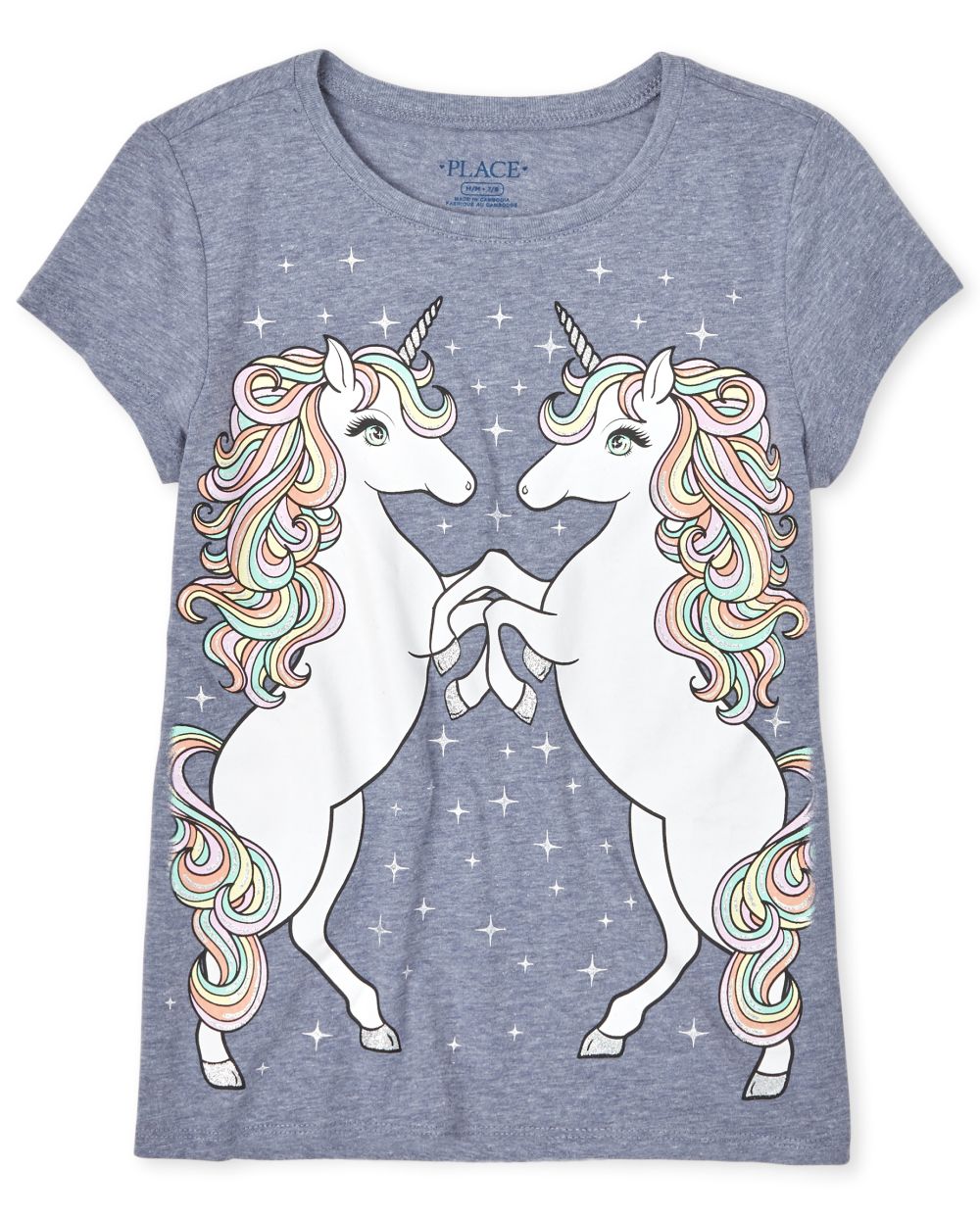 

s Glitter Unicorn Graphic Tee - Blue T-Shirt - The Children's Place