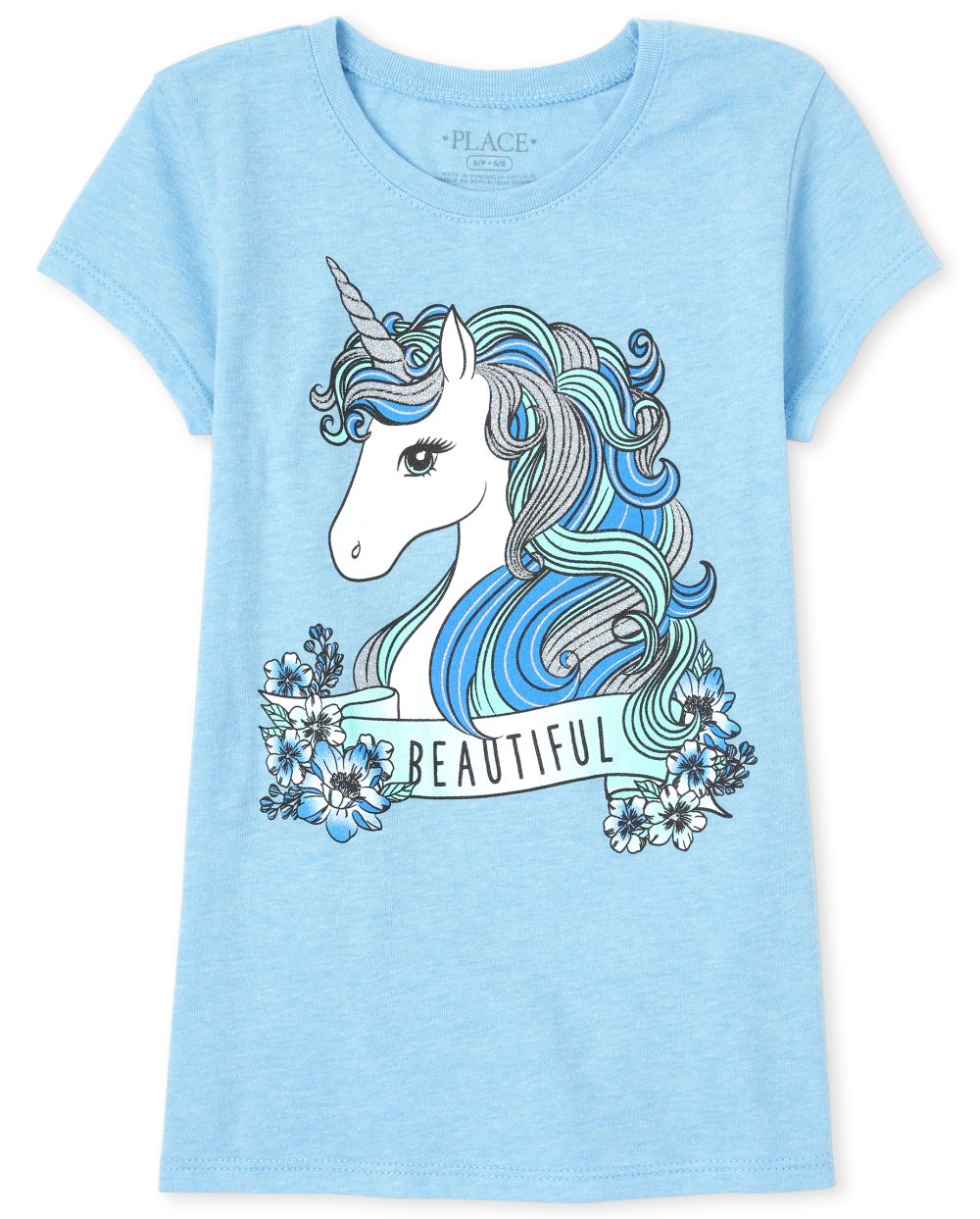 

s Beautiful Unicorn Graphic Tee - Blue T-Shirt - The Children's Place