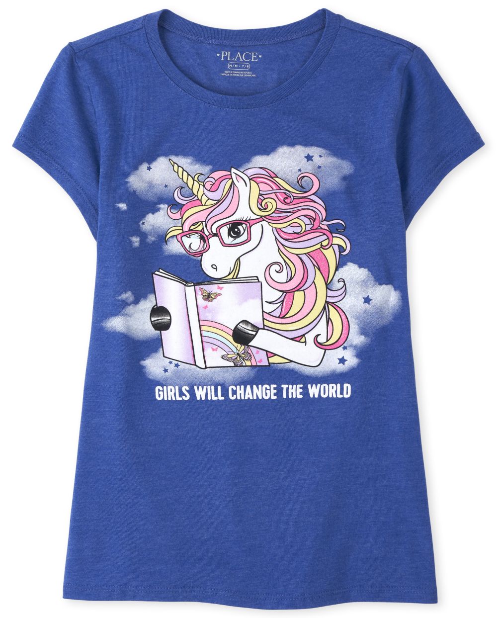 

s Glitter Unicorn Graphic Tee - Blue T-Shirt - The Children's Place