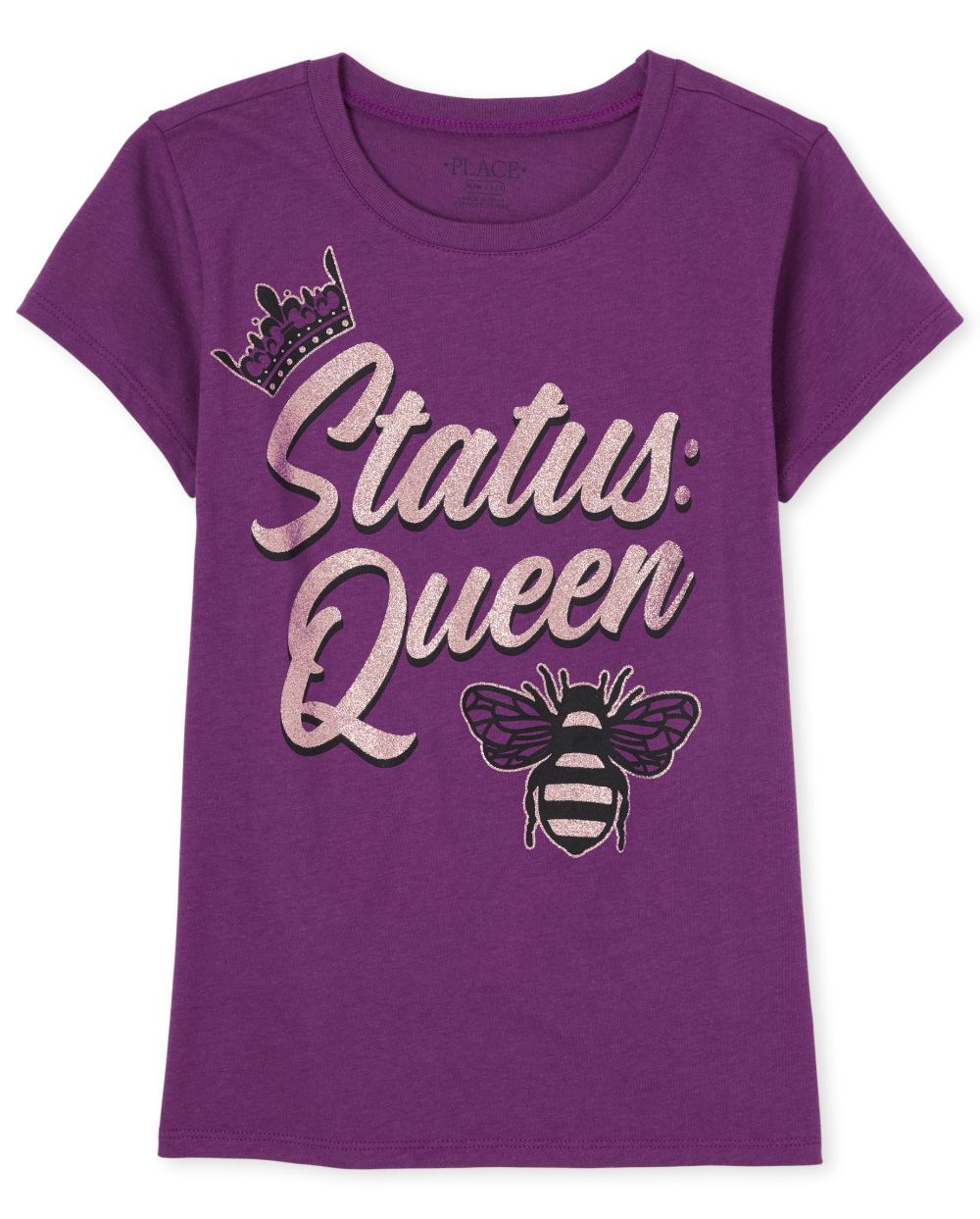 

Girls Glitter Queen Graphic Tee - Purple T-Shirt - The Children's Place