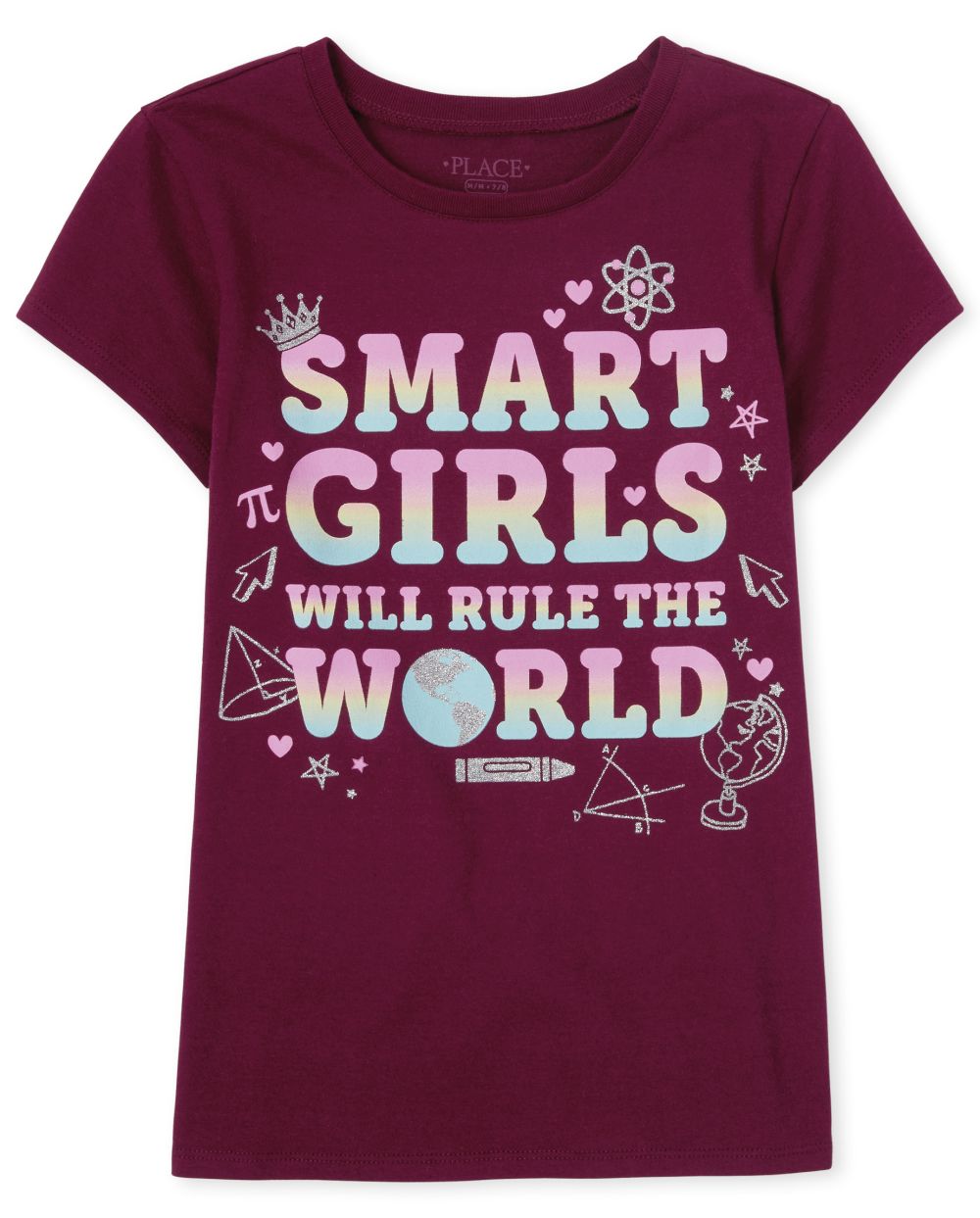 

Girls Glitter Smart Graphic Tee - Red T-Shirt - The Children's Place
