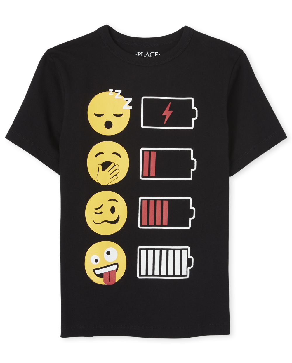 

s Boys Emoji Battery Graphic Tee - Black T-Shirt - The Children's Place