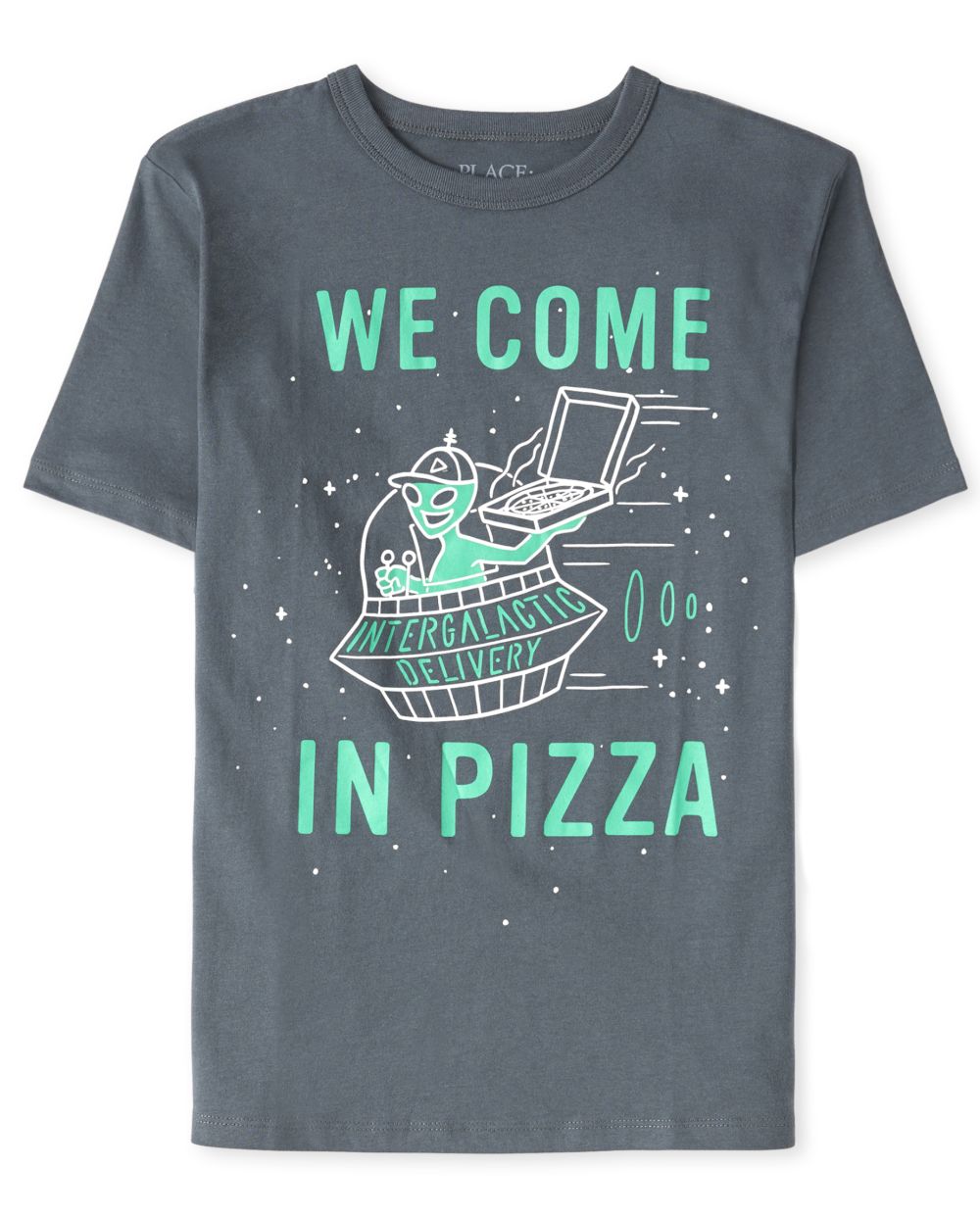 

s Boys Glow Pizza Alien Graphic Tee - Gray T-Shirt - The Children's Place