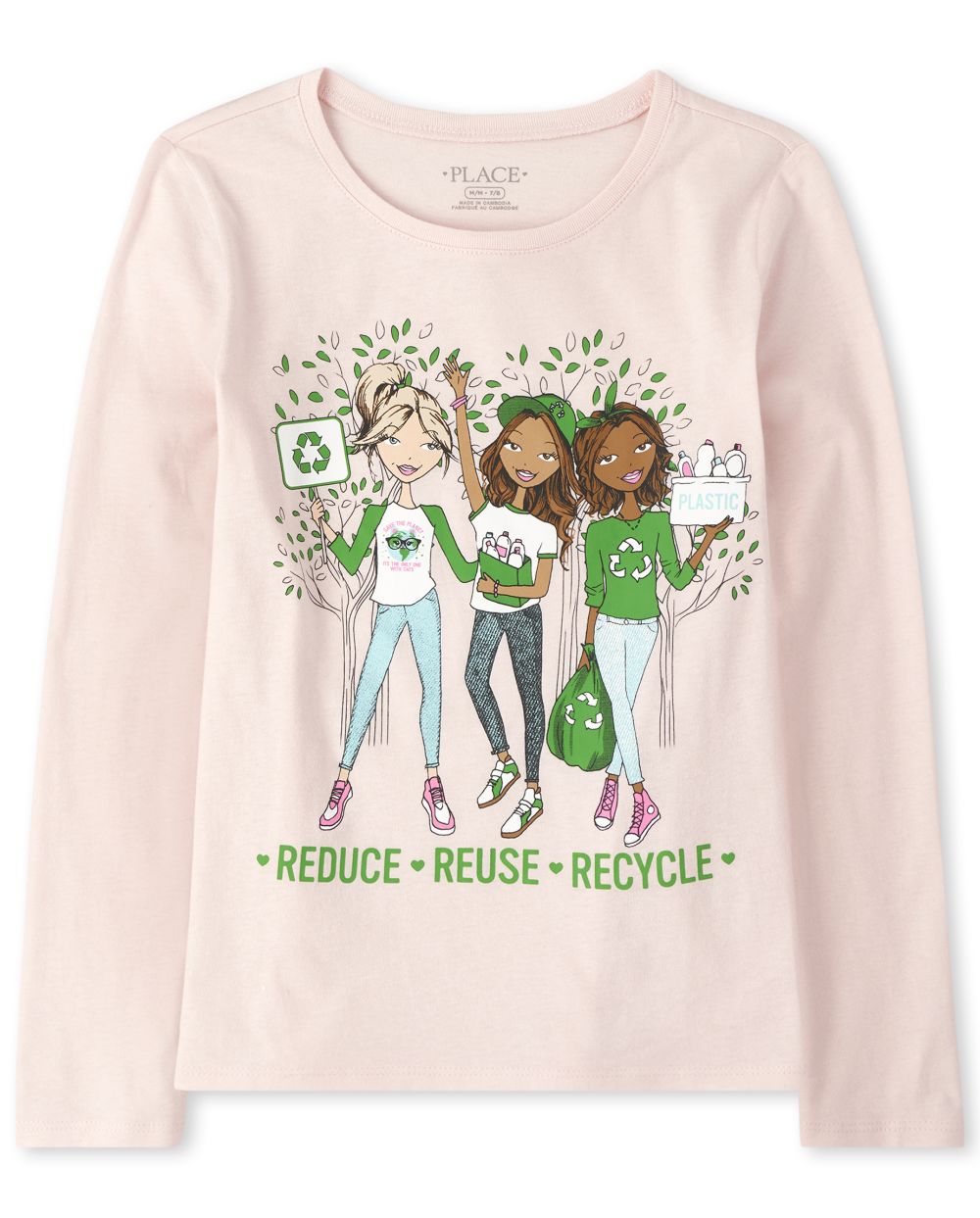 

s Glitter Reduce Reuse Recycle Graphic Tee - Pink T-Shirt - The Children's Place