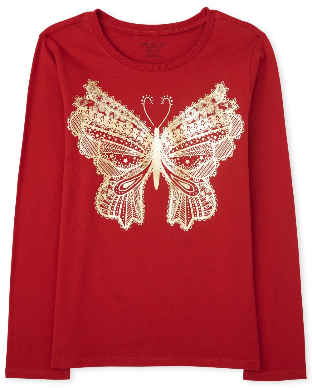 

Girls Foil Butterfly Graphic Tee - Red T-Shirt - The Children's Place