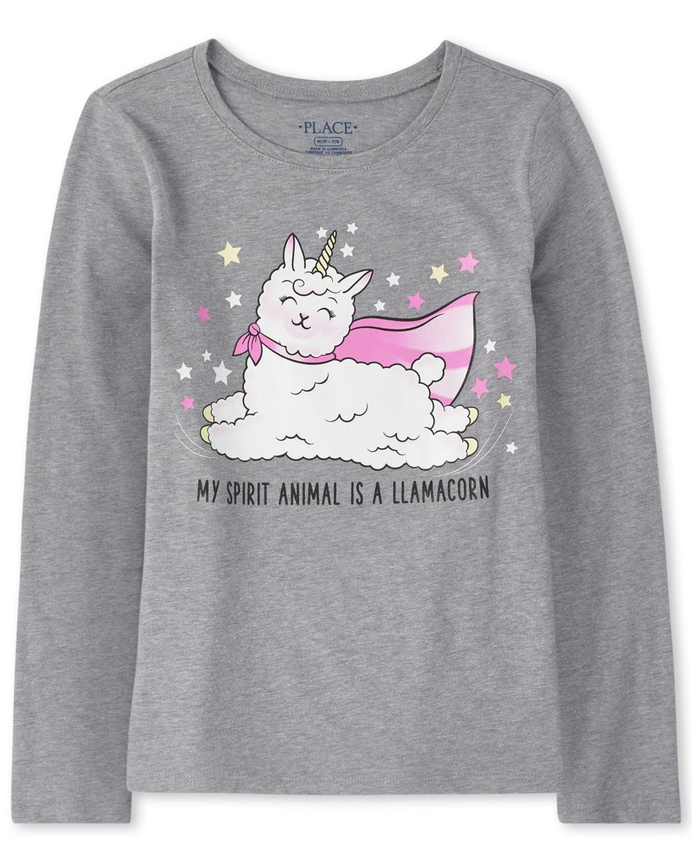 

s Glitter Caticorn Graphic Tee - Gray T-Shirt - The Children's Place