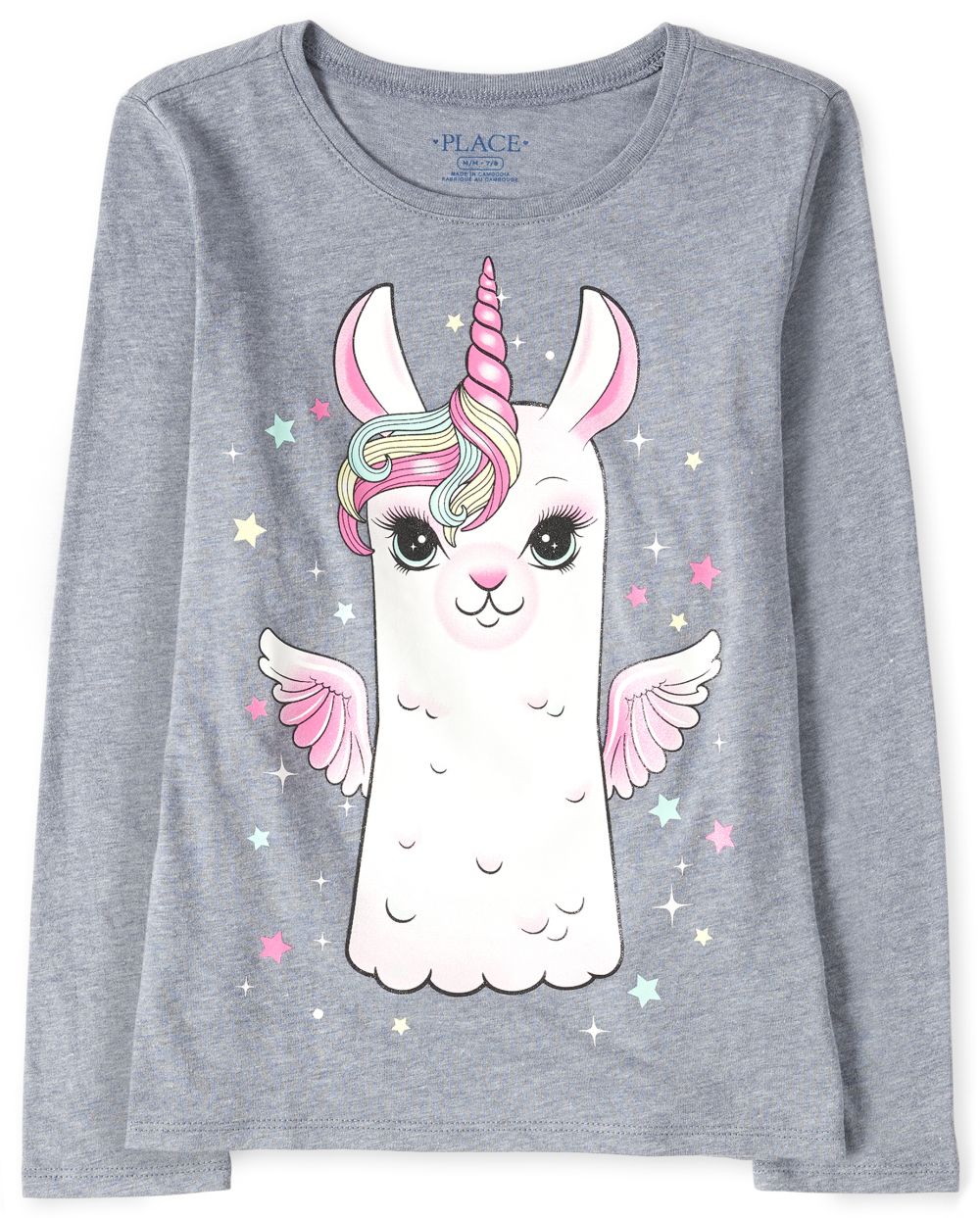 

s Glitter Llamacorn Graphic Tee - Gray T-Shirt - The Children's Place