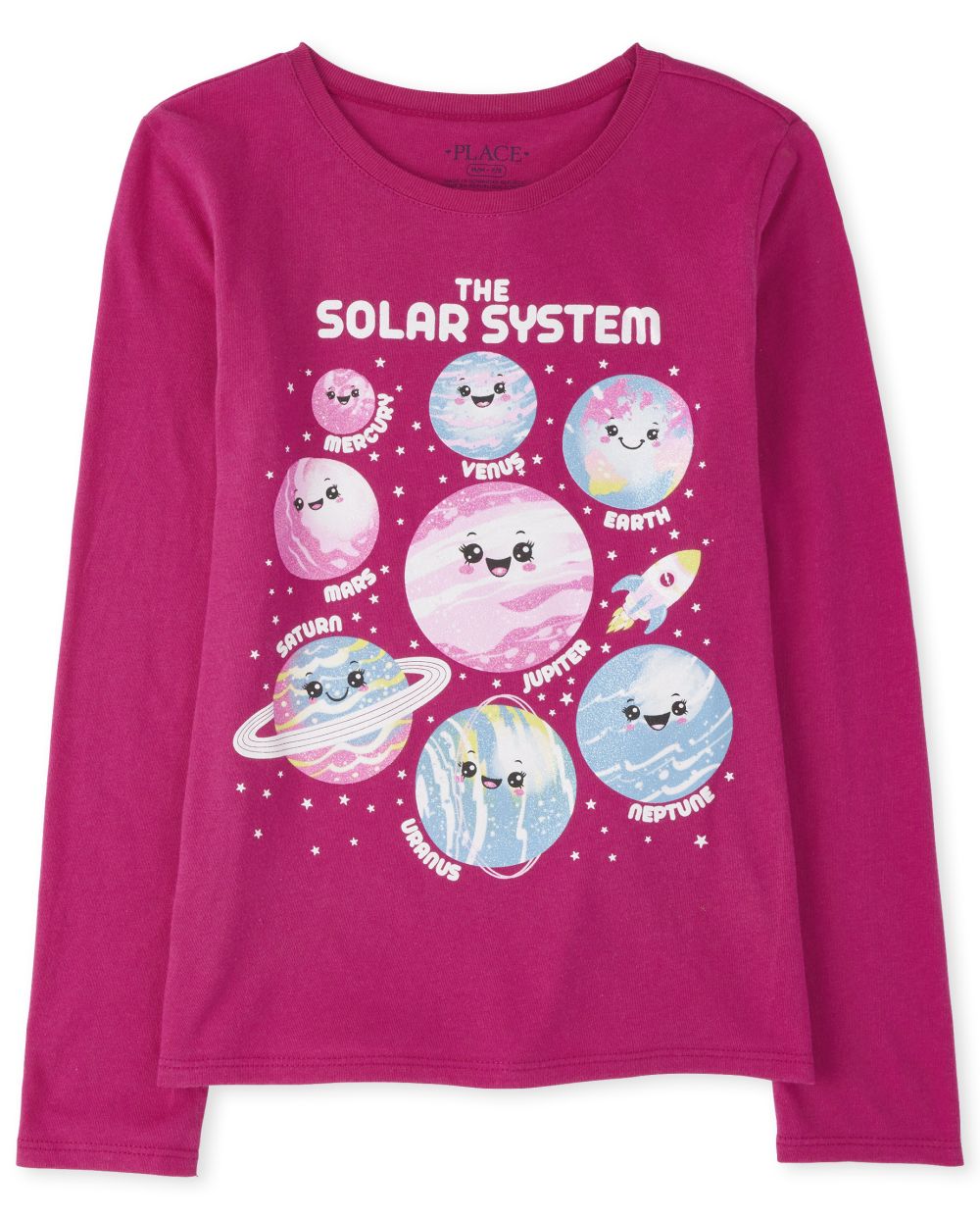 

Girls Glitter Planets Graphic Tee - Pink T-Shirt - The Children's Place