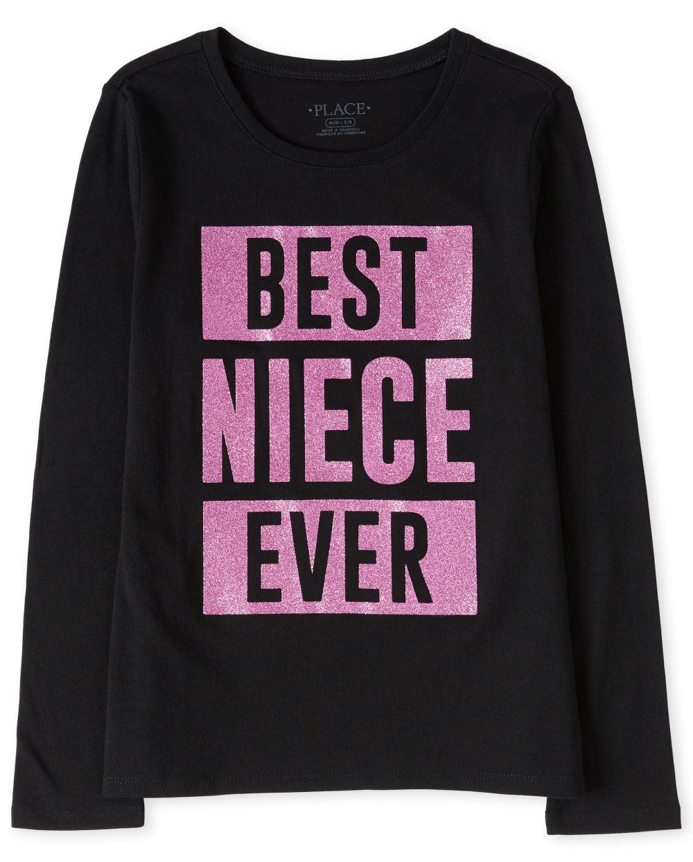 

s Glitter Best Niece Graphic Tee - Black T-Shirt - The Children's Place