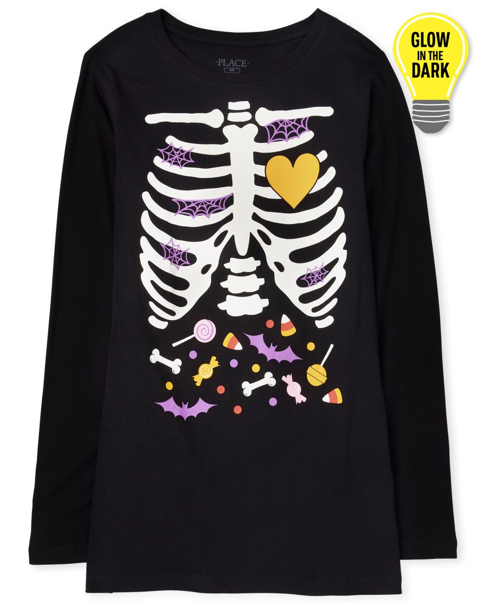 

s Womens Mommy And Me Halloween Glow Candy Skeleton Matching Graphic Tee - Black T-Shirt - The Children's Place