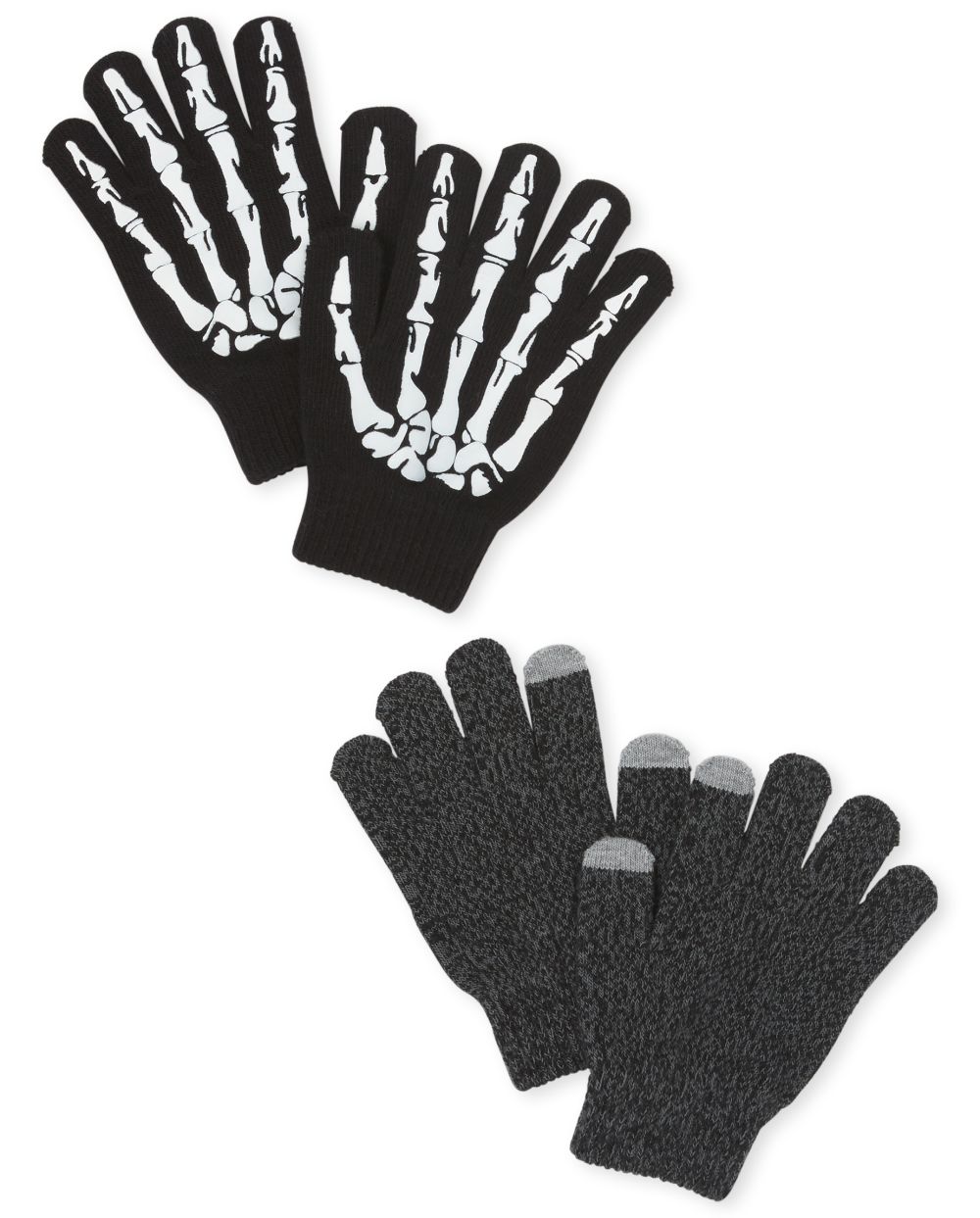 

Boys Boys Skeleton Texting Gloves 2-Pack - Black - The Children's Place
