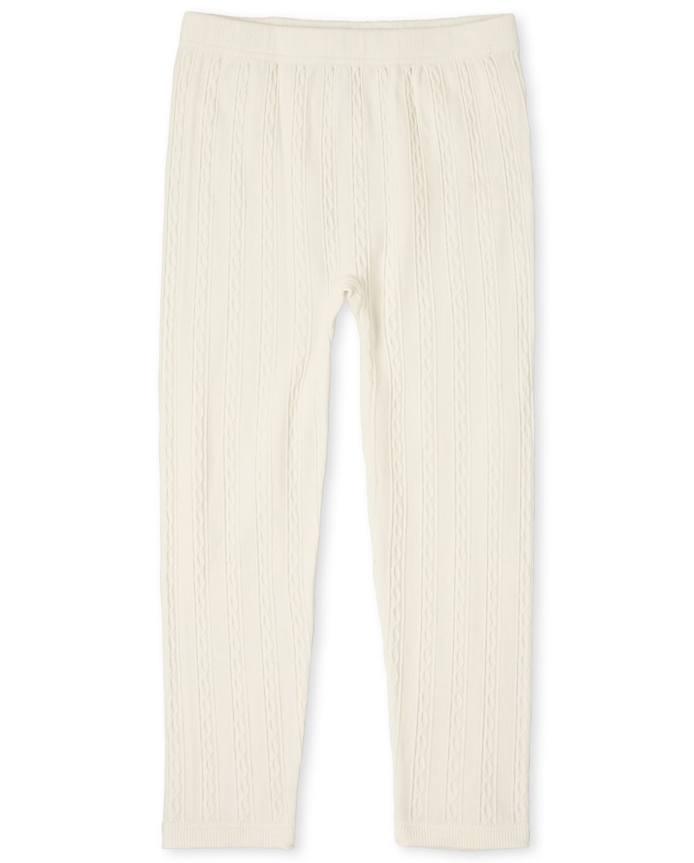 

Girls Cable Knit Fleece Lined Leggings - White - The Children's Place