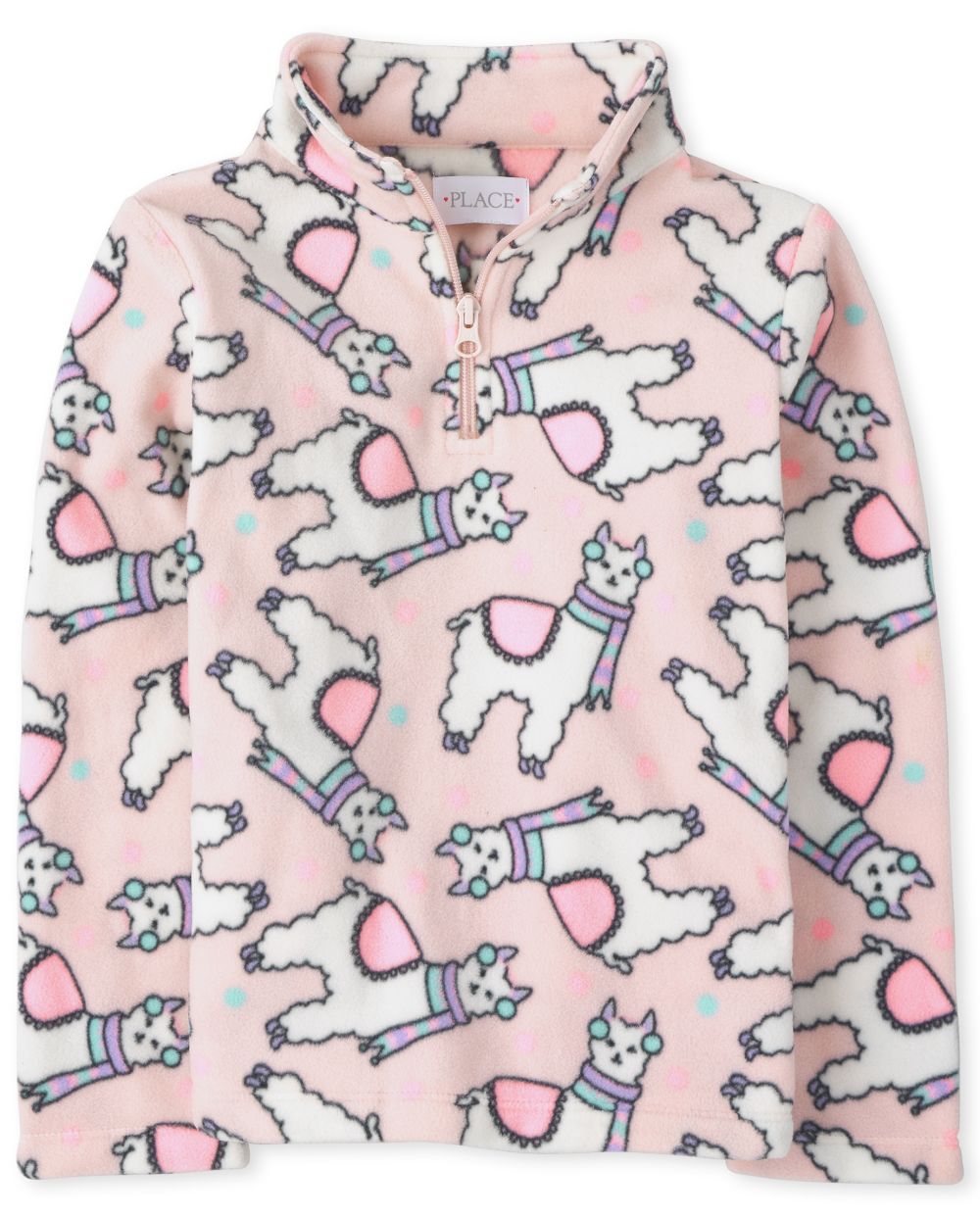 

Girls Print Glacier Fleece Half Zip Pullover - Pink - The Children's Place