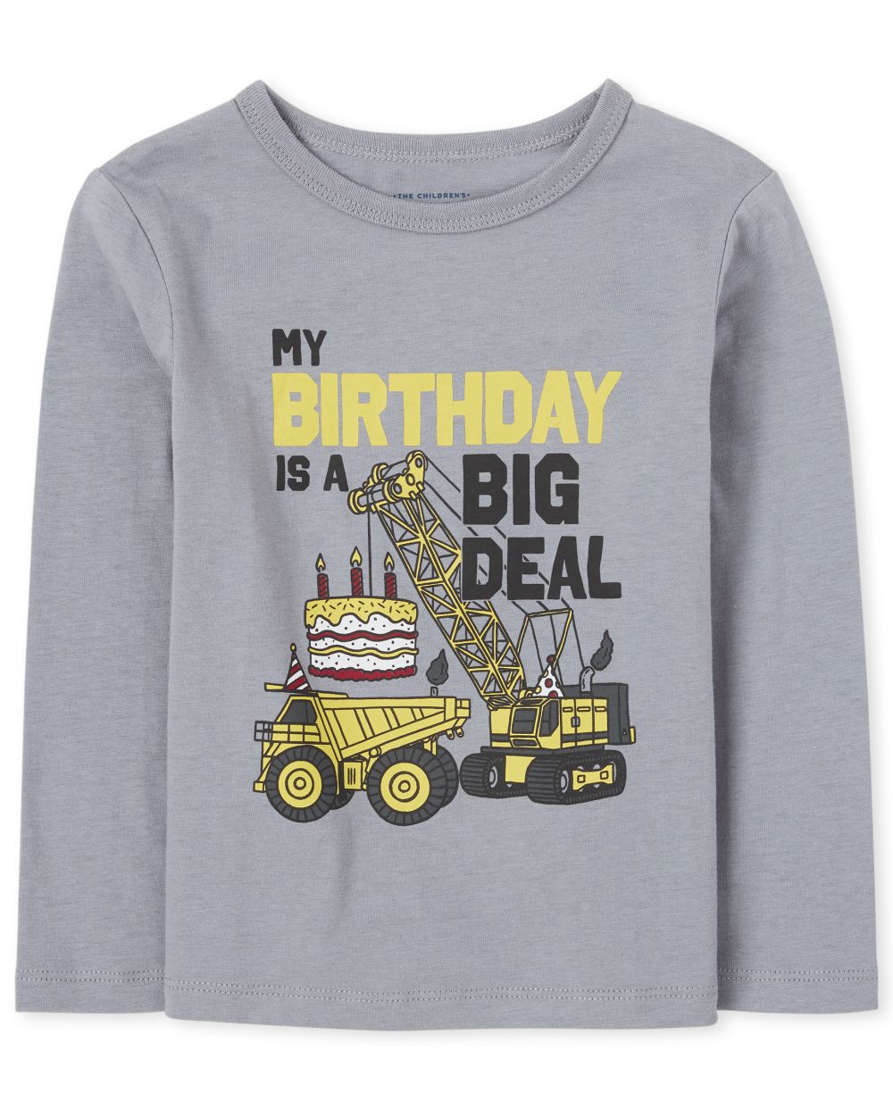 s Toddler Boys Birthday Construction Graphic Tee - Gray T-Shirt - The Children's Place