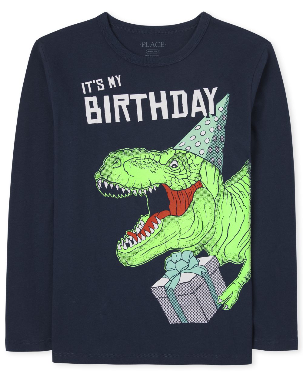 

s Boys Birthday Dino Graphic Tee - Blue T-Shirt - The Children's Place