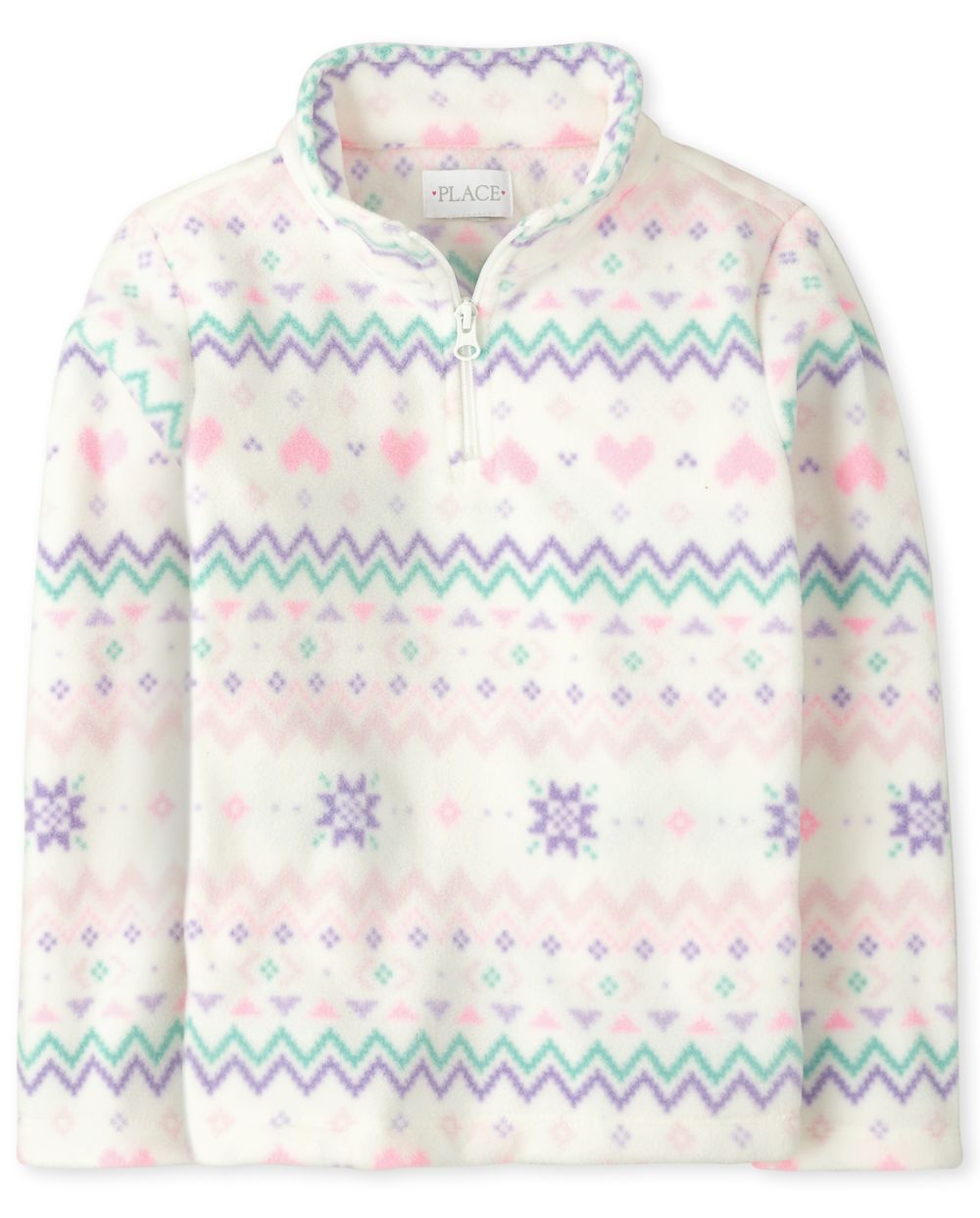 

Girls Glacier Fleece Half Zip Pullover - White - The Children's Place