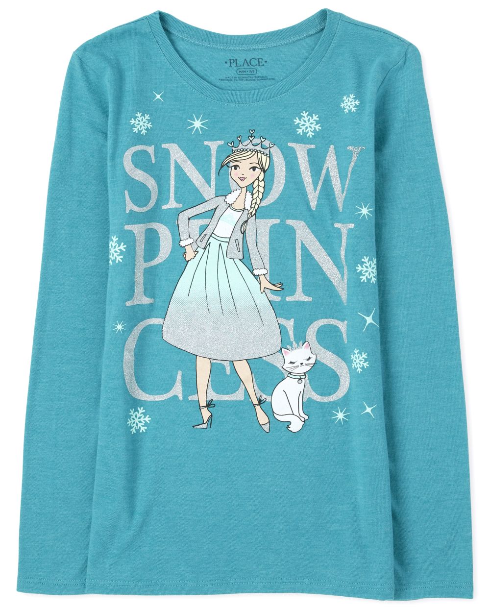 

Girls Glitter Snow Princess Graphic Tee - Green T-Shirt - The Children's Place
