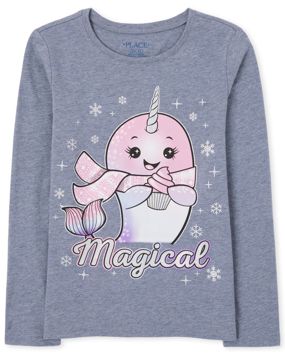 

Girls Magical Narwhal Graphic Tee - Blue T-Shirt - The Children's Place